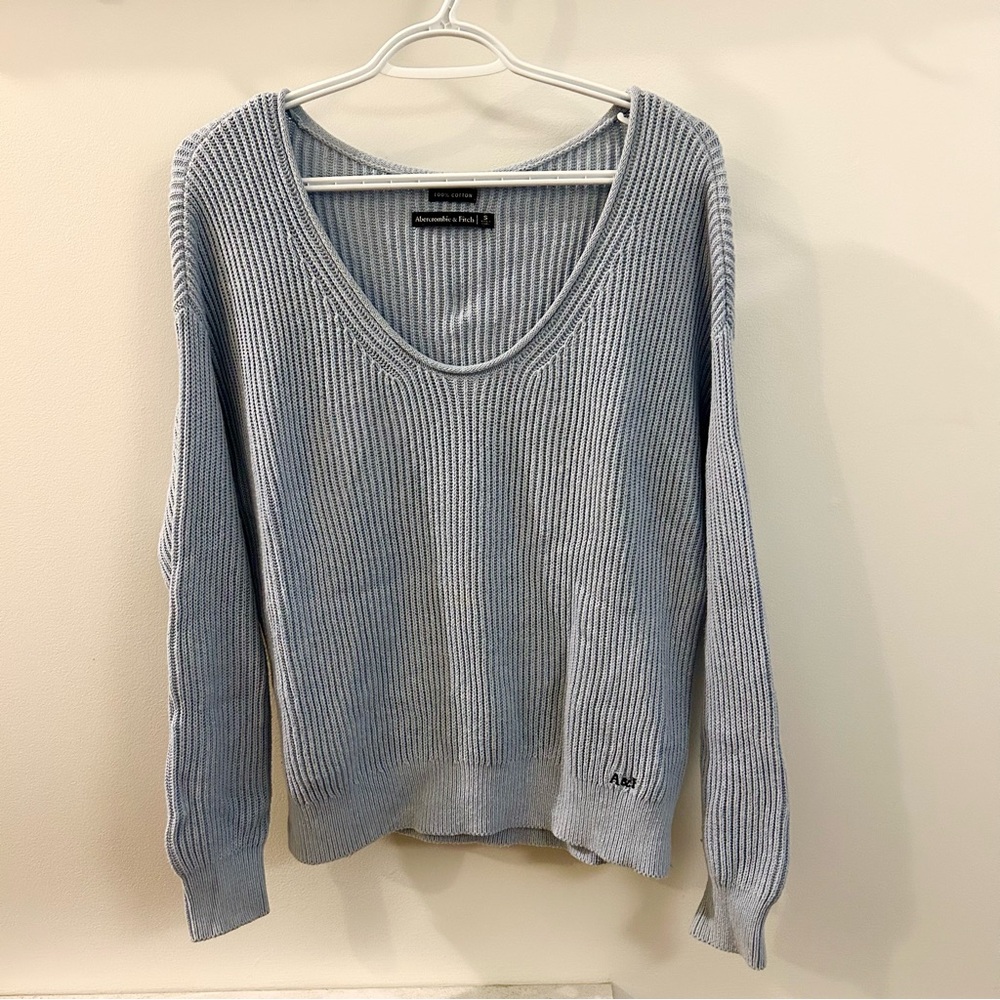 Abercrombie & Fitch 100% Cotton Pale Blue Sweater (Size S)